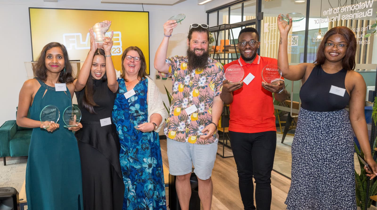 Fidelis at Flare 2023 Competition receiving Engineers in Business prize for WattFlow